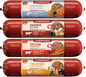 Fleischeslust Hund Nassfutter Mixpaket mit Wurst, Paté und Stückchen in Sauce, hoher Fleischanteil, 8 x 400 g – Bild 1 von 2