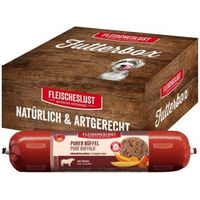 Produktbild von Fleischeslust Hund Nassfutter Wurst mit Büffelstückchen in Sauce mit hohem Fleischanteil ohne Farb-, Aroma- und Konservierungsstoffe