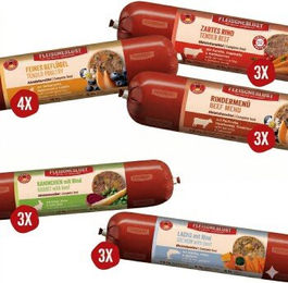 Produktbild von Fleischeslust Hund Nassfutter Wurst Mix-Pack mit hohem Fleischanteil 16x400 g