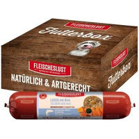 Produktbild von Fleischeslust Hundewurst Lachs und Rind mit Karotte Kürbis und Spirulina getreidefrei 6x800 g