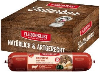 Fleischeslust Hundewurst Rindermenü mit Pastinake, Haselnuss & Seealge Adult Nassfutter 6x800 g – Bild 1 von 6