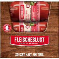 Produktbild von Fleischeslust Junior Hund Wurst Rind und Lachs Stückchen in Sauce ohne Farb- und Aromastoffe sowie Konservierungsstoffe 15 x 200 g