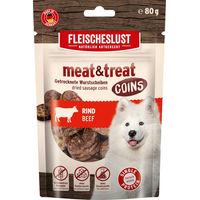 Produktbild von Fleischeslust Meat & Treat Coins Rind Belohnungssnack getreidefrei monoprotein ohne Zucker 80 g