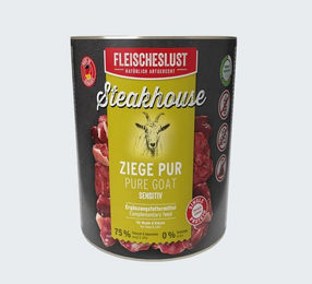 Produktbild von Fleischeslust Steakhouse Hundefutter Nassfutter Ziege Monoprotein Stückchen in Sauce 6x 800g - 6 x 800 g