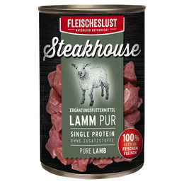 Produktbild von Fleischeslust Steakhouse Lamm Pur Hundefutter Adult Getreidefrei Monoprotein 800 g 6 Stück - 800 g