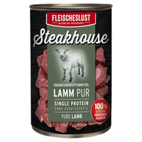 Produktbild von Fleischeslust Steakhouse Lamm Pur Hundefutter Adult Getreidefrei Monoprotein 800 g 6 Stück - 800 g