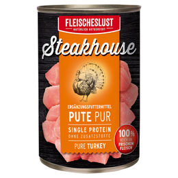 Fleischeslust Steakhouse Pute Pur Nassfutter für Hunde Adult Getreidefrei und Glutenfrei 400 g - 12 x 400 g – Bild 1 von 1
