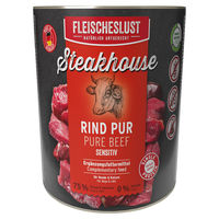Produktbild von Fleischeslust Steakhouse Rind pur Hundefutter Adult Stückchen in Sauce Monoprotein Hypoallergen 800 g 6 Stück - 6 x 800 g