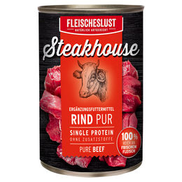 Fleischeslust Steakhouse Rind Pur Nassfutter für Hunde Adult Getreidefrei und Glutenfrei 400 g - 12 x 400 g – Bild 1 von 1