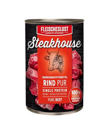 Fleischeslust Steakhouse Rind Pur Nassfutter für Hunde und Katzen Adult Monoprotein 6x800g – Bild 1 von 6