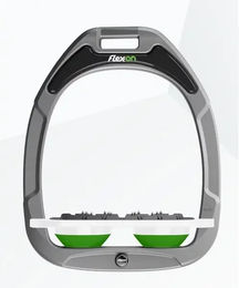 Flex-on Aluminium-Flachsteigbügel Ultra Grip Green Composite in Weiß-Grün – Bild 1 von 1