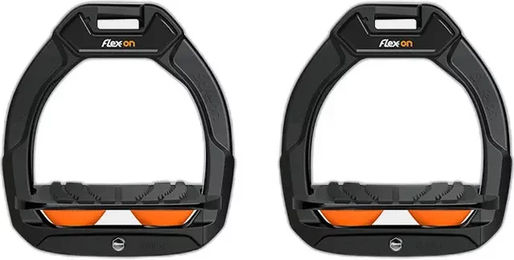 Flex-On Aluminium Steigbügel Geneigt mit Grip in Schwarz/Schwarz/Orange – Bild 1 von 1