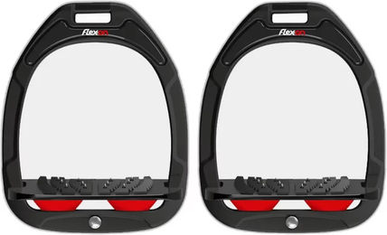 Flex-On Aluminium Steigbügel mit Neigung und Grip in Schwarz/Schwarz/Rot – Bild 1 von 1