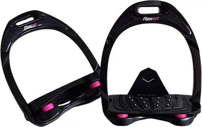 Flex-On Aluminium Steigbügel Neigung Ultra-Grip Schwarz/Schwarz/Rosa – Bild 1 von 1