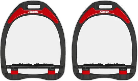 Flex-on Aluminium Steigbügel Plat Ultra-Grip Schwarz-Schwarz-Rot – Bild 1 von 1