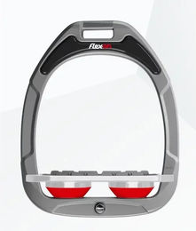 Flex-On Flache Grip Steigbügel aus Green Composite in Aluminium Silber Rot – Bild 1 von 1