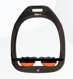 Flex-On Flache Steigbügel Ultra Grip Green Composite Braun Schwarz Orange – Bild 1 von 1