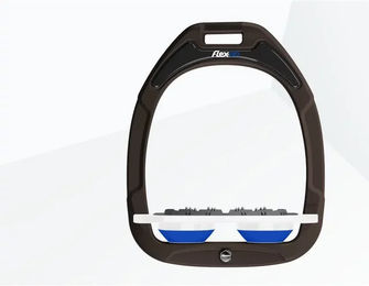 Flex-On Flache Steigbügel Ultra Grip Green Composite Braun Weiß Blau – Bild 1 von 1