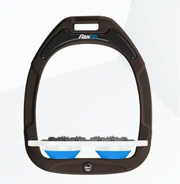 Flex-On Flache Steigbügel Ultra Grip Green Composite Braun Weiß Blau – Bild 1 von 1