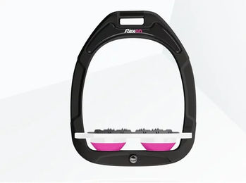 Flex-On Flache Steigbügel Ultra Grip Green Composite in Grün Weiß Rosa – Bild 1 von 1