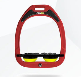 Flex-On Flache Steigbügel Ultra Grip Green Composite Rot Schwarz Gelb – Bild 1 von 1