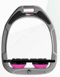 Flex-On Flat Grip Steigbügel aus Green Composite in Alu Schwarz Rosa – Bild 1 von 1