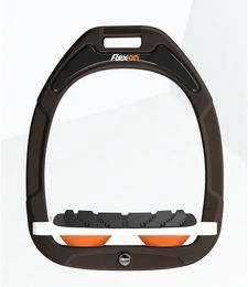 Flex-On Gekippte Steigbügel Green Composite Grip Braun Weiß Orange – Bild 1 von 1