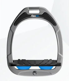 Flex-On Grip Steigbügel aus Aluminium in Schwarz/Blau mit Neigung und Flex-On Green Composite – Bild 1 von 1