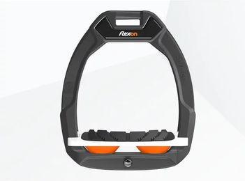 Flex-On Safe-On Reit-Sicherheitssteigbügel mit Neigung und Grip in Anthrazit Weiß Orange – Bild 1 von 1