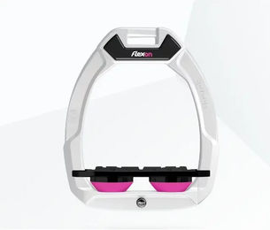 Flex-On Safe-On Reit-Sicherheitssteigbügel mit Plat Grip in Weiß Schwarz Rosa – Bild 1 von 1