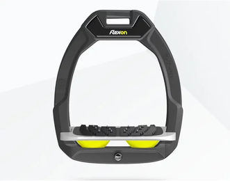 Flex-On Safe-On Reit-Sicherheitssteigbügel mit Ultra Grip Neigung in Anthrazit Grau Gelb – Bild 1 von 1