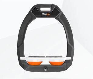Flex-On Safe-On Reitsicherheitssteigbügel Flat Grip Anthrazit Weiß Orange – Bild 1 von 1