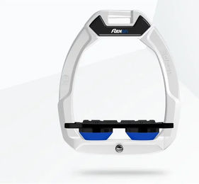 Flex-On Safe-On Reitsteigbügel mit Flat Grip in Weiß/Schwarz/Blau – Bild 1 von 1
