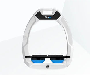 Flex-On Safe-On Reitsteigbügel mit Flat Grip in Weiß/Schwarz/Blau – Bild 1 von 1
