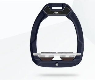 Flex-On Safe-On Reitsteigbügel mit Sicherheitsmechanismus aus Aluminium in Grau und Braun – Bild 1 von 1