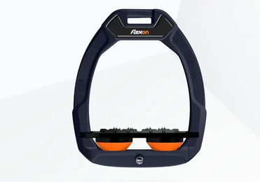 Flex-On Safe-On Schlagfeste Reitsteigbügel Flach Ultra Grip Marine Schwarz Orange – Bild 1 von 1