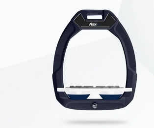 Flex-On Safe-On Sicherheitseisen für das Reiten aus Aluminium in Weiß und Marine – Bild 1 von 1