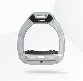 Flex-On Safe-On Sicherheitseisen für Kinder zum Reiten aus Aluminium in Grau und Weiß mit Grip-Funktion – Bild 1 von 1