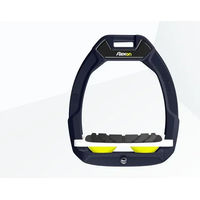 Produktbild von Flex-On Safe-On Sicherheitseisen Reitsteig mit geneigtem Grip Braun Weiß Gelb