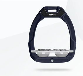 Flex-On Safe-On Sicherheitspferde-Steigbügel Flach Ultra Grip Blau Grau Schwarz – Bild 1 von 1