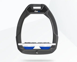 Flex-On Safe-On Sicherheitsreitbügel Flach mit Grip in Anthrazit Weiß Blau – Bild 1 von 1