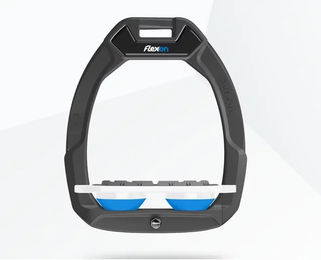 Flex-On Safe-On Sicherheitsreitbügel Flach mit Grip in Anthrazit Weiß Blau – Bild 1 von 1