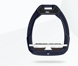 Flex-On Safe-On Sicherheitsreiten Steigbügel mit Plat Grip in Marine Weiß Braun – Bild 1 von 1