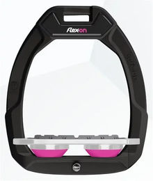 Flex-On Safe-On Sicherheitsreitersteigbügel Flach Grip Schwarz Grau Rose – Bild 1 von 1