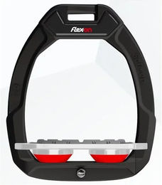 Flex-On Safe-On Sicherheitsreitersteigbügel Flach Grip Schwarz Grau Rot – Bild 1 von 1