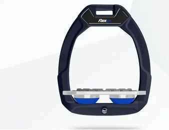 Flex-On Safe-On Sicherheitsreitersteigbügel Flat Grip aus Aluminium in Grau/Blau – Bild 1 von 1