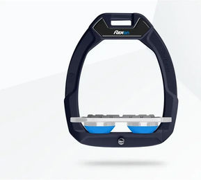 Flex-On Safe-On Sicherheitsreitersteigbügel Flat Grip aus Aluminium in Grau/Blau – Bild 1 von 1