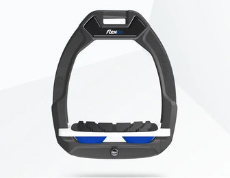 Flex-On Safe-On Sicherheitsreitersteigbügel mit Grip in Anthrazit Weiß Blau – Bild 1 von 1