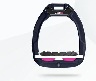Flex-On Safe-On Sicherheitsreitsteigbügel aus Aluminium in Weiß/Rosa mit Neigung und Grip – Bild 1 von 1