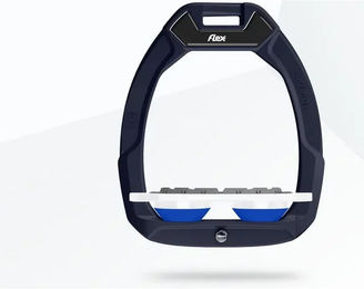 Flex-On Safe-On Sicherheitsreitsteigbügel Flach Grip Braun Weiß Blau – Bild 1 von 1